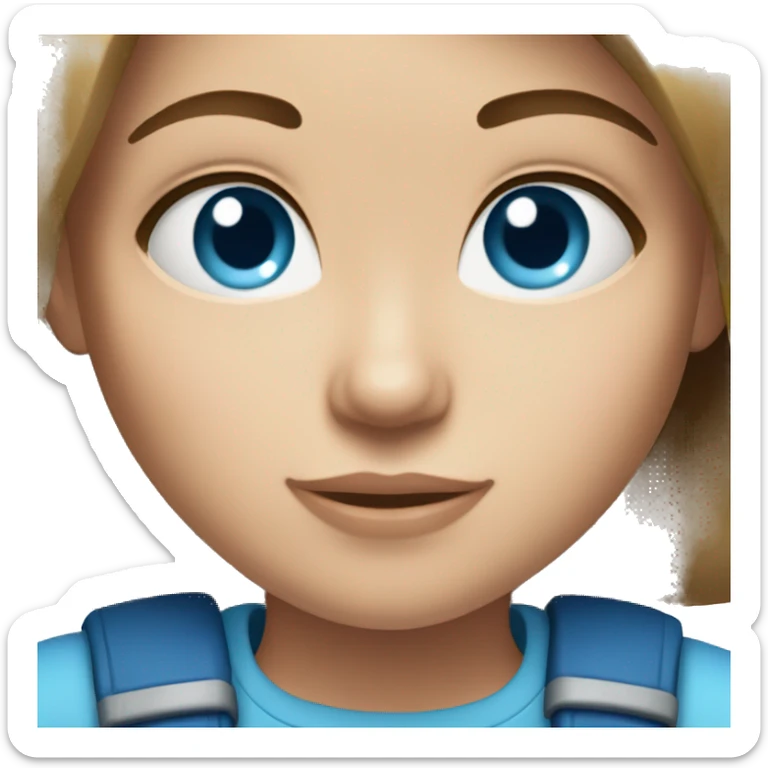 Brunette girl with straight hair and blue eyes and light skin sticker