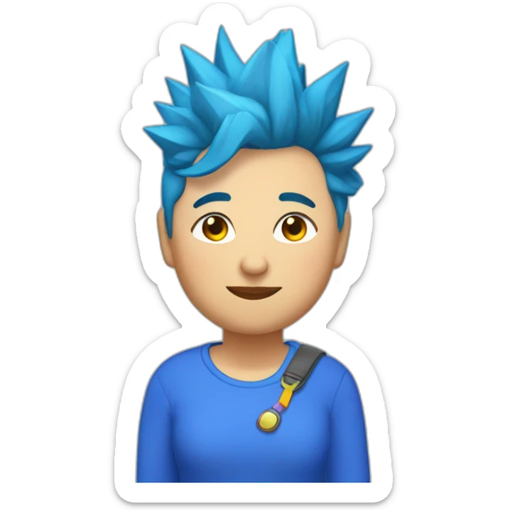 Older fat lesbian Chilean very short spiky bright blue hair sticker