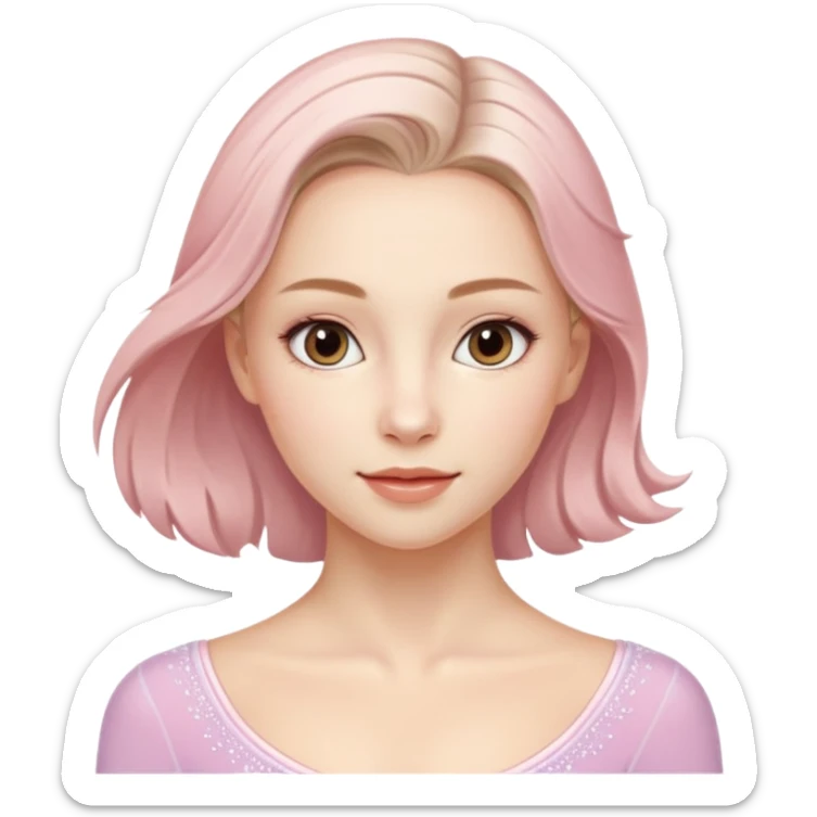 Cinematic Realistic Anna Shcherbakova figure skating Portrait, depicted with lifelike skin texture, subtle rosy undertones, and soft natural lighting that enhances the gentle contours of her face. sticker