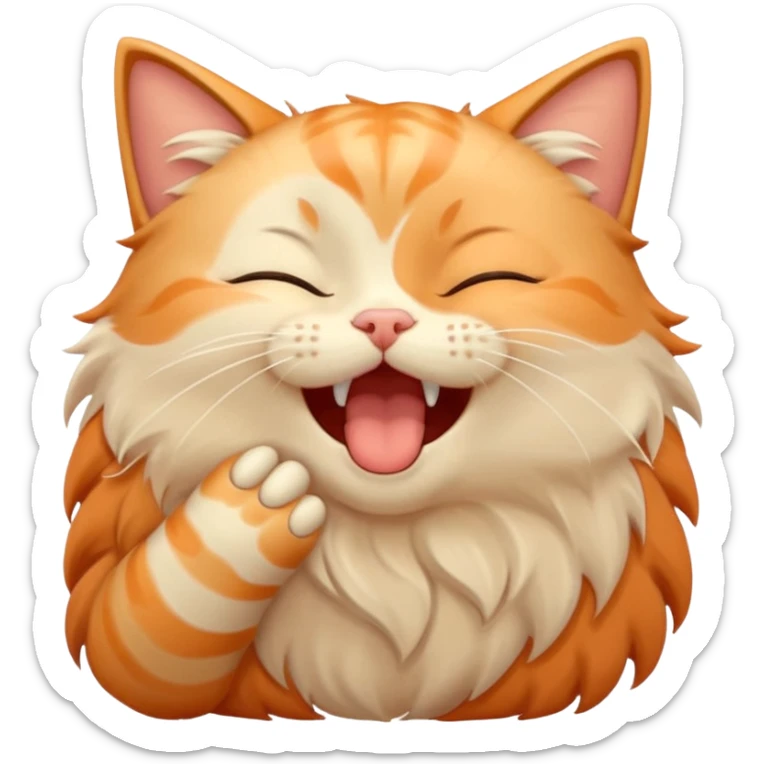 adorable sleepy cat yawning, fluffy, pastel colors, gentle morning vibe, emoji style sticker