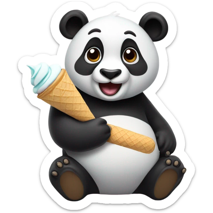 Panda eating ice cream sticker