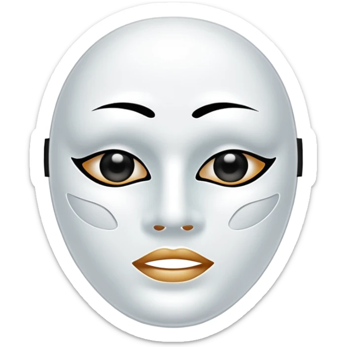 a sheet of white mask pack for face skincare beauty, transpalent holes on eyes and mouth, no real eyes and mouth sticker