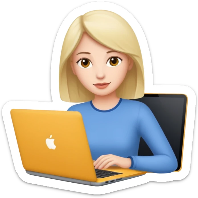 Could you please make an emoji of a community manager woman with a laptop or iphone? sticker