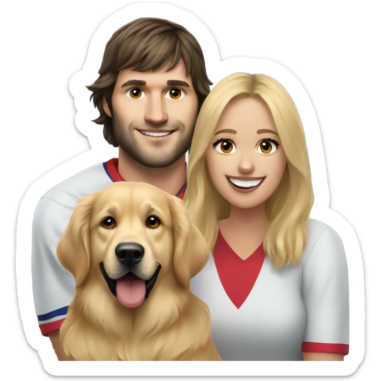 alex ovechkin with a girl golden retriever sticker