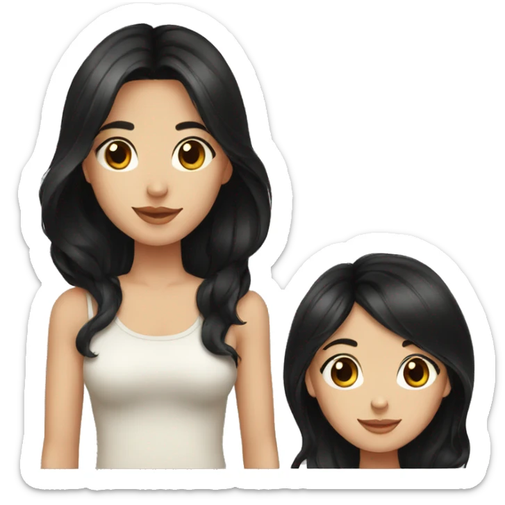 Brunette girl and boyfriend with black hair sticker