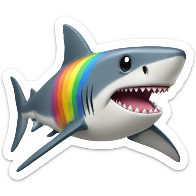 Shark with rainbow pullover sticker