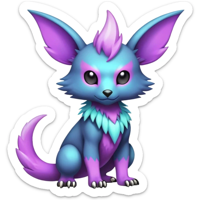 cool colorful dark pastel edgy fantasy animal hybrid Fakemon full body sticker