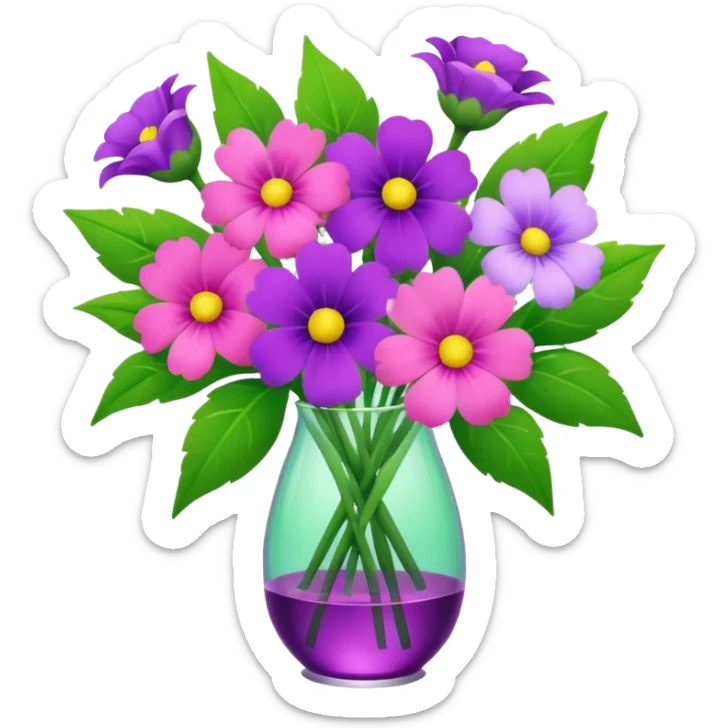Bouquet of pink, purple, and green flowers sticker