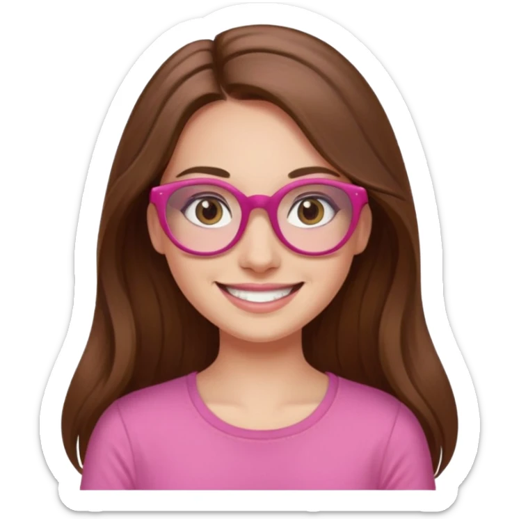 Painting women. smilling   Long hair,  lunette peinture top pink sticker