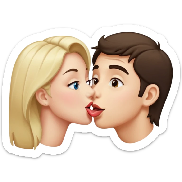 person leaning in for a kiss, eyes rolled back, tongue out, playful expression sticker