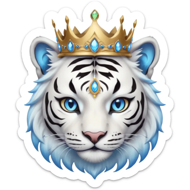 ESO Female white/black tiger khajiit leader of the umbral rose, glowing blue eyes, glowing blue 'third eye' gem, something symbolizing leadership ruling  sticker