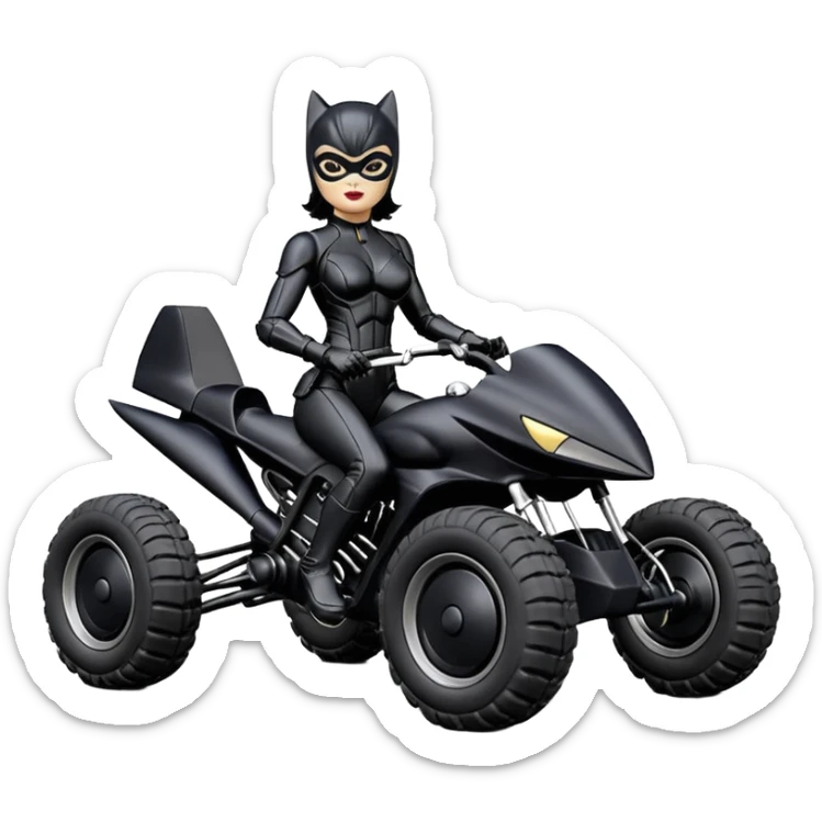 1:24 scale toy sexy fenders on Catwoman’s buxom attractive armored midnight-colored tight outfit from tv series style dark knight movie stealthy accurate sporty safe deluxe off-road fast pursuit prototype concept car (black hair, sitting driving aggressively) rally vehicle  sticker