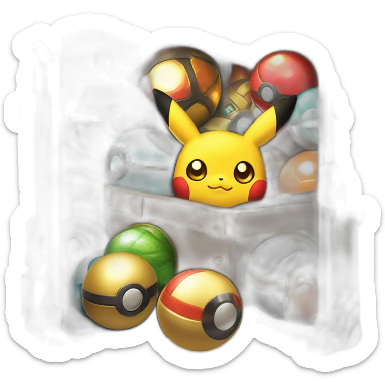 Pokemon Game LootCase BlackMystery ShinyGlow Color Rich Treasure Legendary Epic Pokeballs and Pokemons Inside sticker