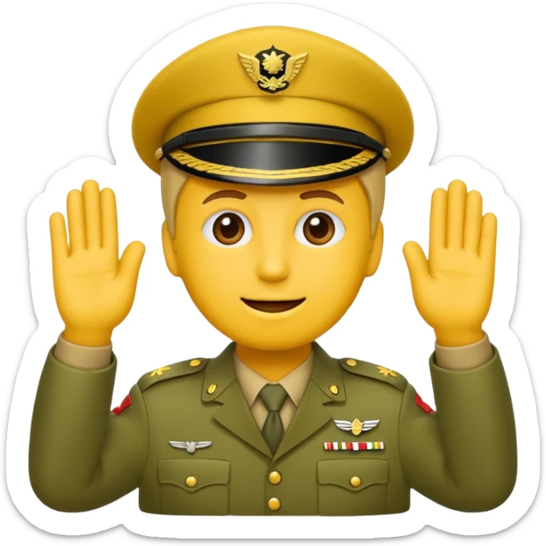 Eine salutierenden Emoji (Hautfarbe: gelb ) in Armee Klamotten männlich salutierend salutierend  sticker