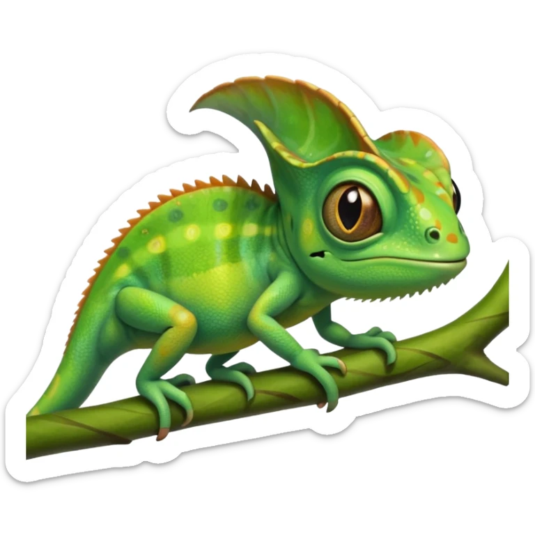 Emoji de camaleón, que sea bonito, tierno y único para compartir con mi pareja, entonces que sea único, que sea parecido al camaleón de la película de rapumcel de Disney  sticker