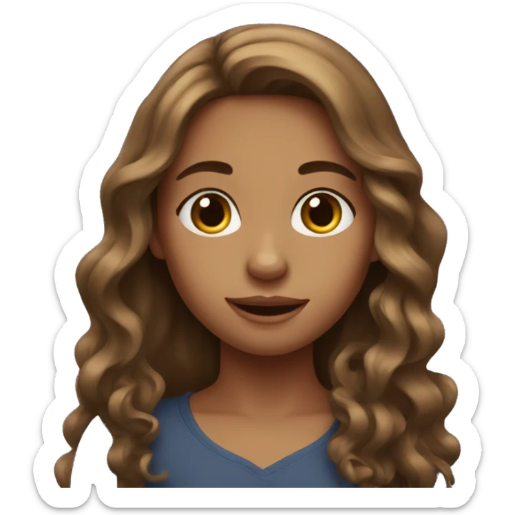 Girl with long brown wavy hair sticker