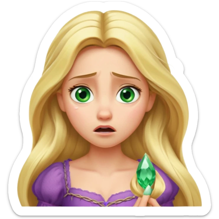 tangled disney rapunzel fair skin green eyes blonde hair horrified sticker
