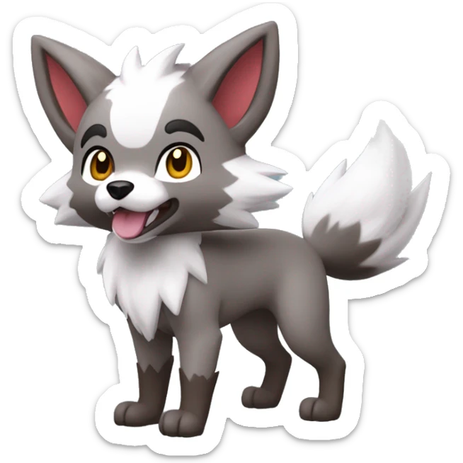 Kawaii Cool Chibi Poochyena-Rocruff-Lycanroc-Pokémon Full Body Detailed High Quality sticker