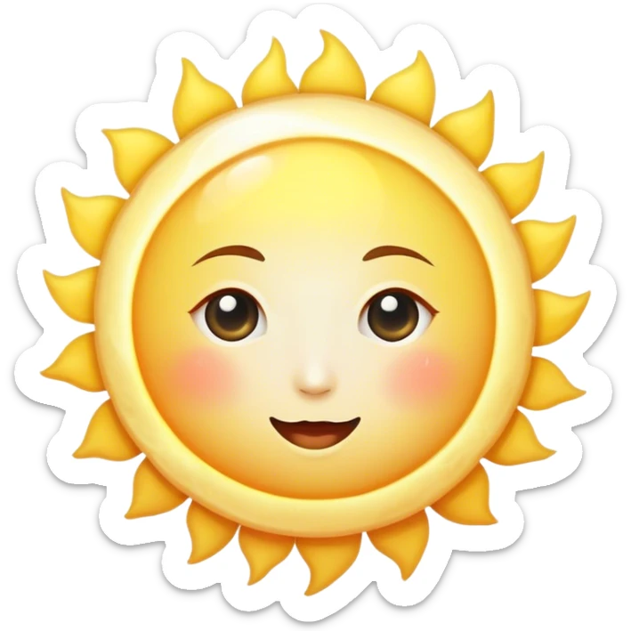 a really bright  big sun and a small moon who shines because of it. the sun is bigger and the moon bright too sticker