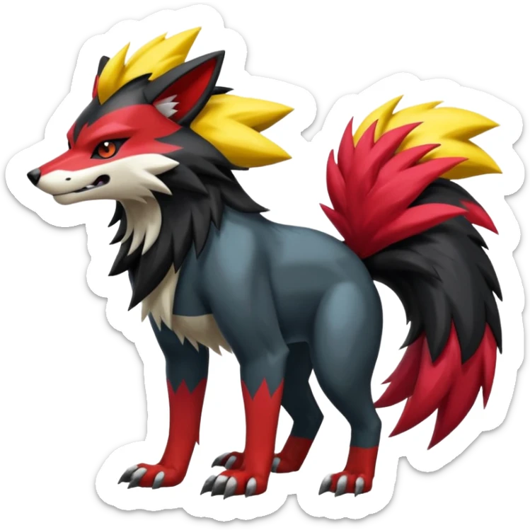 Shiny furry Badass cool Zeraora-Zoroark-Obstagoon-fusion sticker