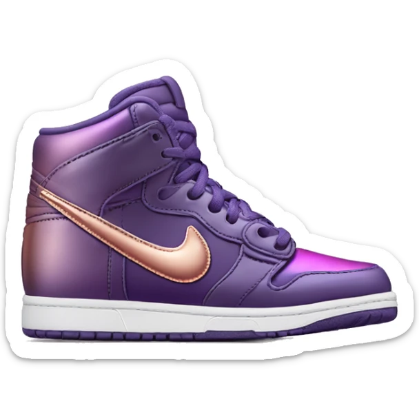 Realistic pair of metallic dark purple to rose gold ombre Nike Sneakers Toe facing front. sticker