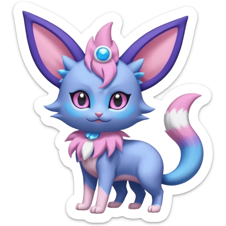 Espeon-Sylveon-Purrloin-Meowstic-Fakémon-hybrid-creature (full body)  sticker