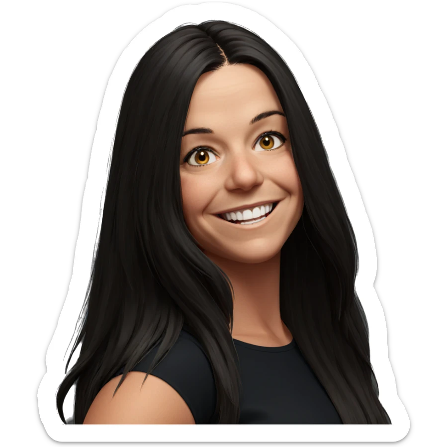 smiling girl with long hair sticker