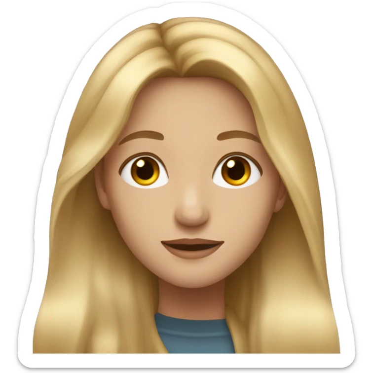 long blond hair girl with gold earrings and brown eyes sticker