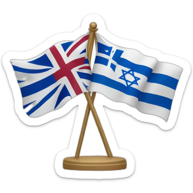 flag of israel and flag of England, waving together sticker
