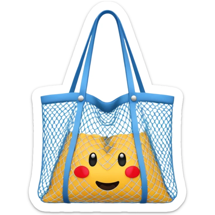 net bag,  mesh storage bag, tote bag, used for shopping, it has two knited handles as bag itself sticker