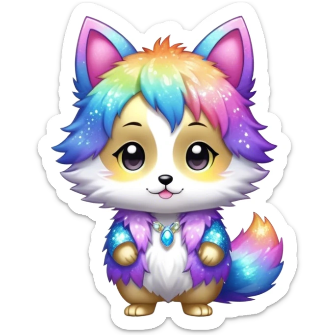  High quality detailed Cute Cool Kawaii stylish Pretty Chibi Fur-Sona Shiny Colorful Sparkly Fakemon Full Body sticker