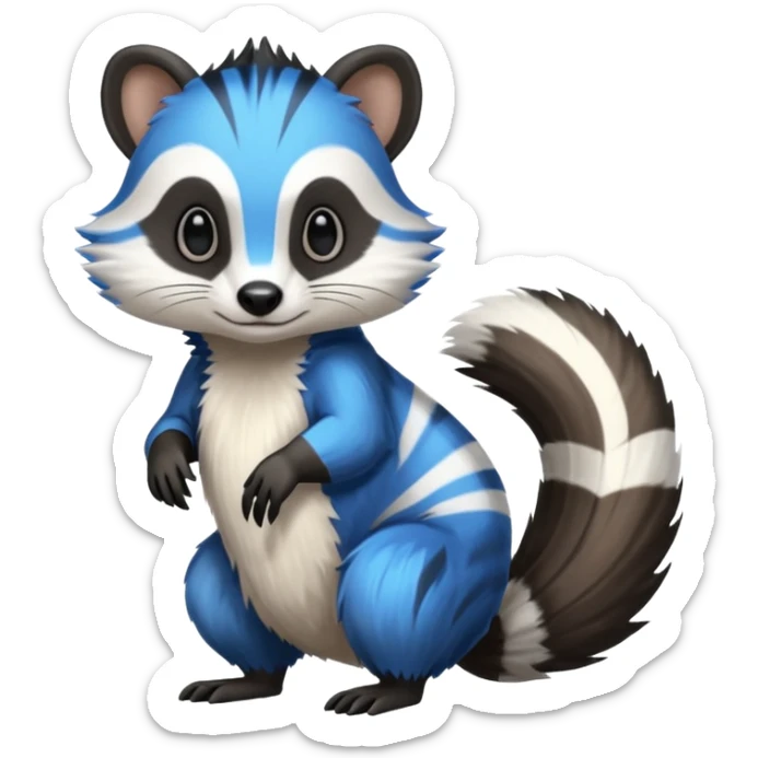 Black/White/Blue Skunk-Badger-Furret-Numbat-animal-fusion (full body) sticker