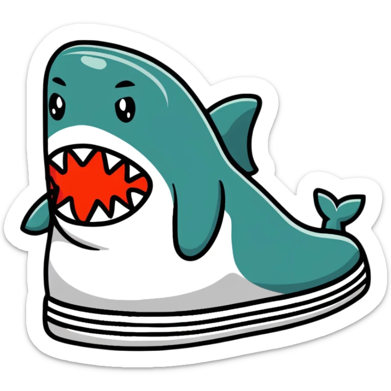 Colorful Bape sneaker with shark face design, bright colors, street style fashion sneaker sticker