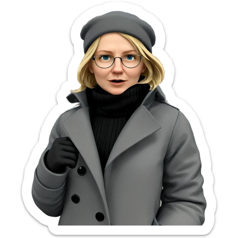 blonde girl in stylish coat sticker