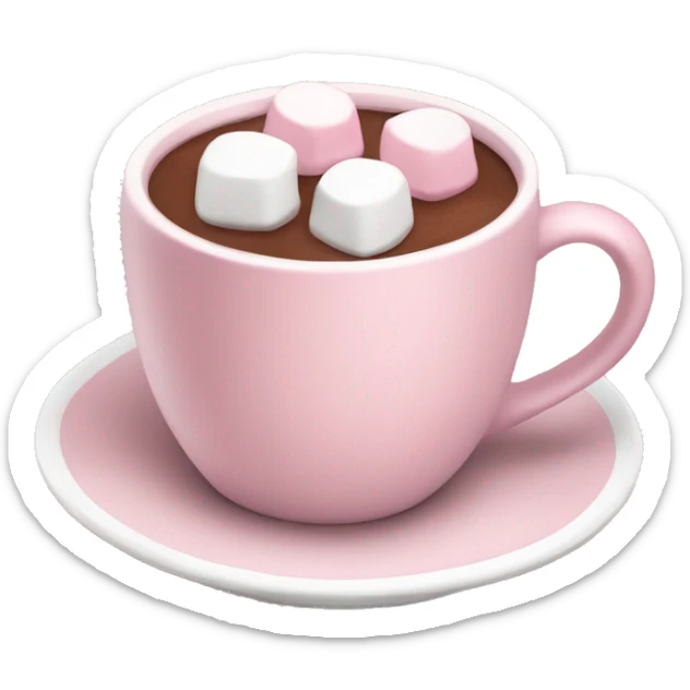 Light Pink mug of hot chocolate with marshmallows  sticker