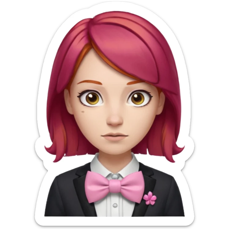 In A Clash Of Clans Aesthetic readhead hair woman with pink bowtie sticker