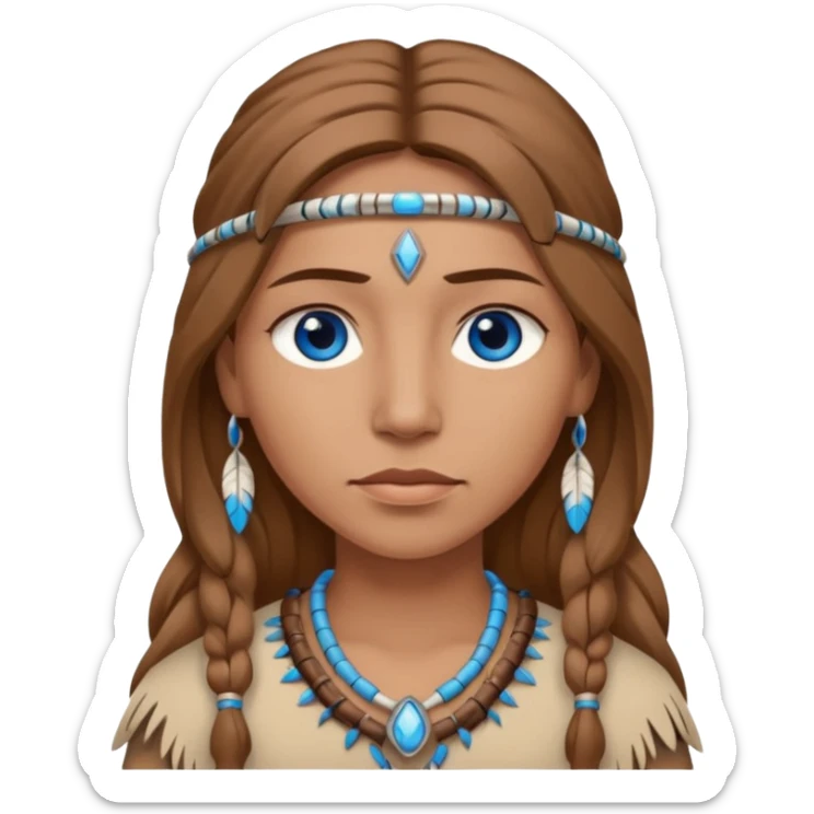 can you make a light native American emoji with light brown hair and blue eyes  sticker