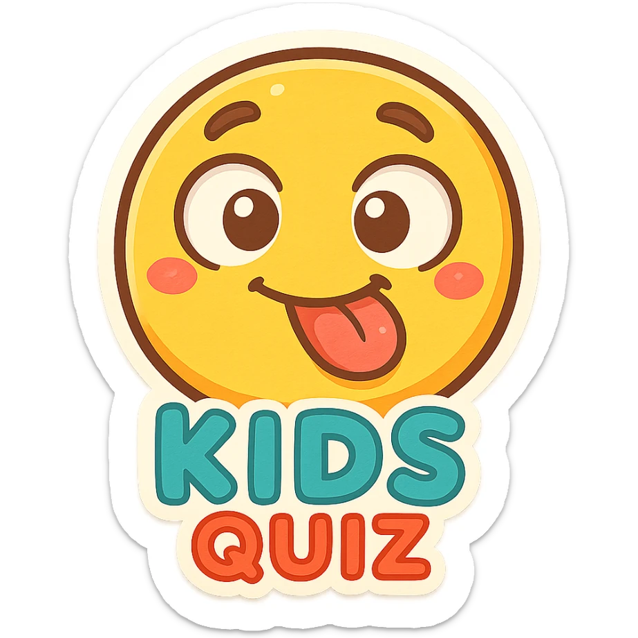 wacky emoji for a kids quiz, goofy expression, colorful, fun and inviting sticker