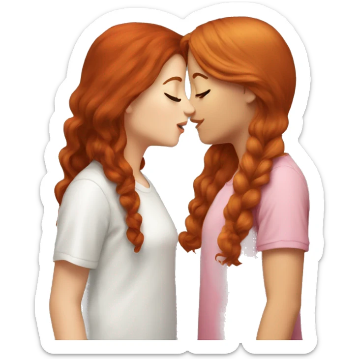 Red head girl kiss other brown hair girl  sticker