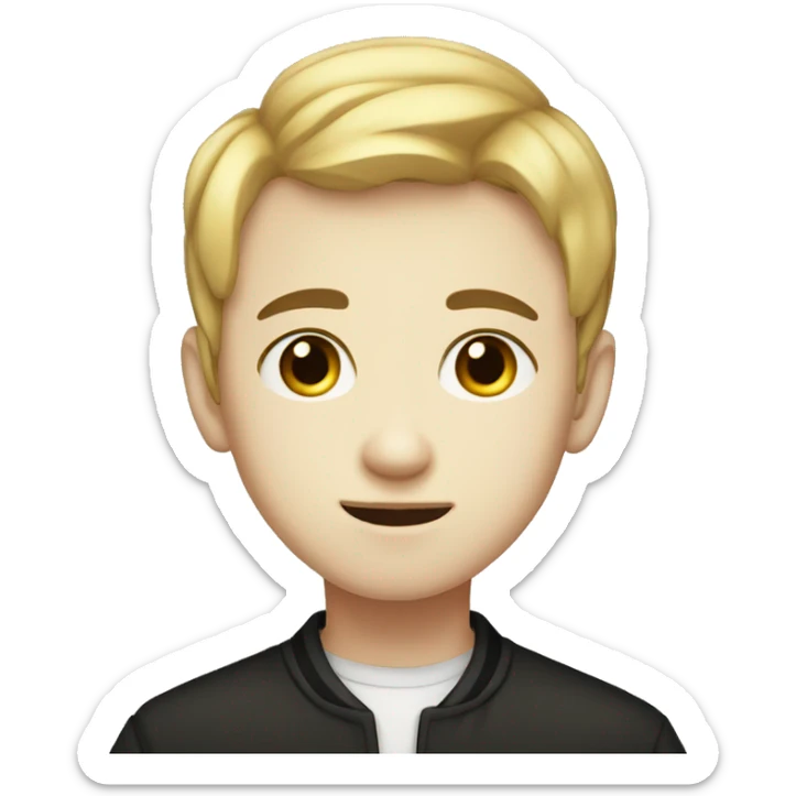 A boy who is Mexican Korean with yellowish pale skin and black eyes and has black h sticker