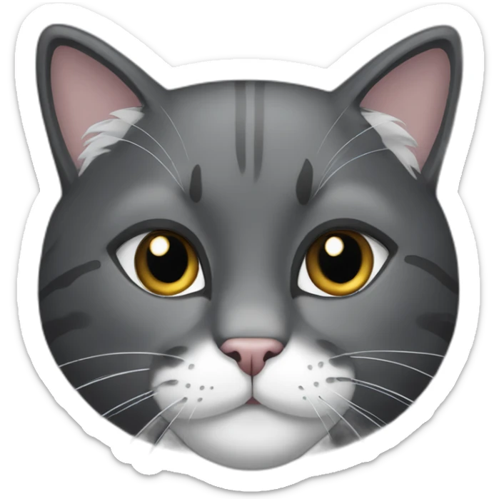 A dark grey and white cat sticker