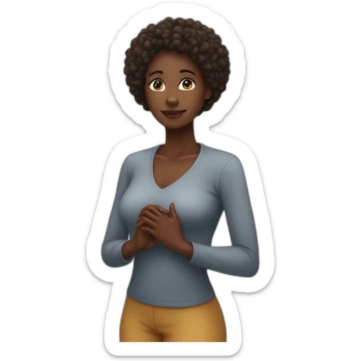 black african women standing with hands in shap of heart in front of her sticker