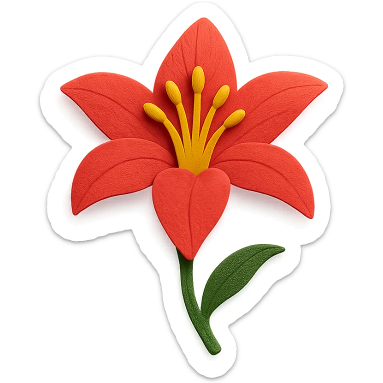 red and yellow lily flower sticker