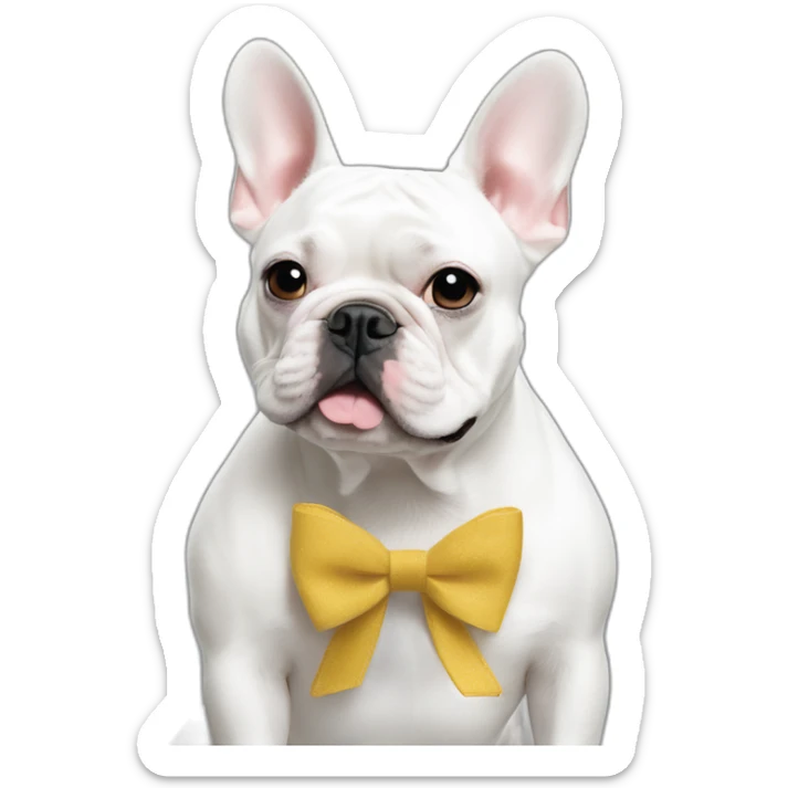 Fashion white FRENCH BULLDOG with fashion model sticker