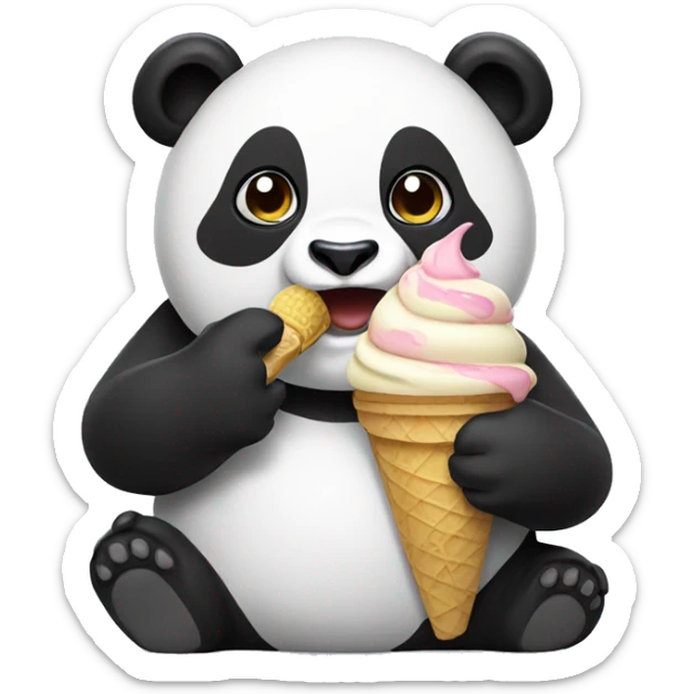 Panda eating ice cream sticker