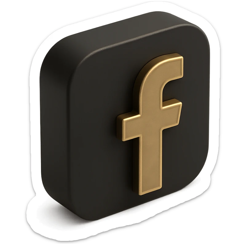 Facebook logo in 3D black style sticker
