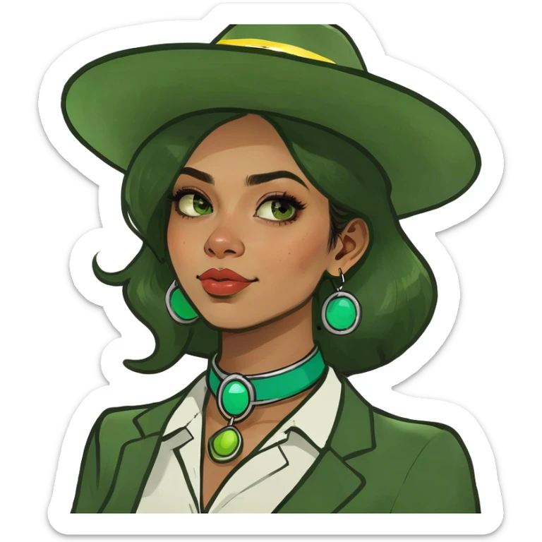 Una chica con un lunar grande debajo de su labio a la izq y pelo enrulado  sticker