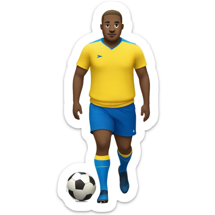 White Fat soccer player in yellow shirt and blue shorts and blue socks sticker