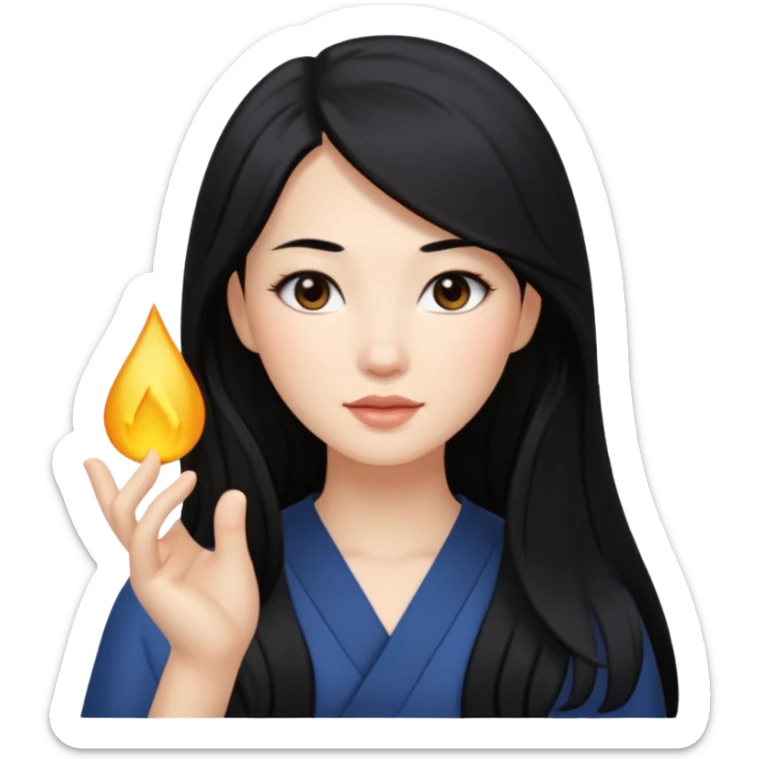 Que sea una mujer blanca pelo negro y largo y medio achinada sticker