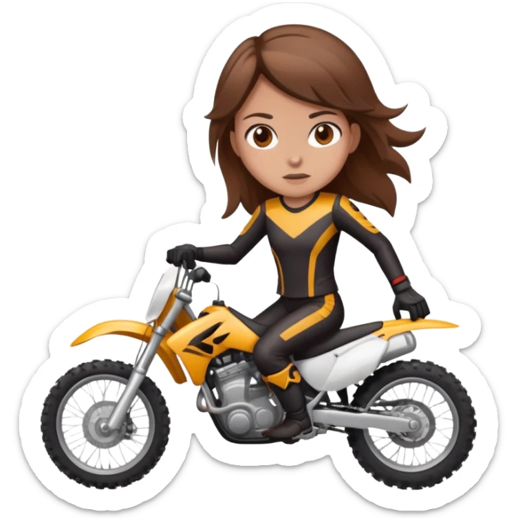 Girl with brown hair dirtbike crash  sticker